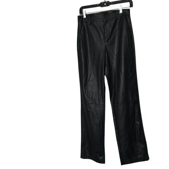 Vero Moda Mid Rise Vegan Black Leather Trousers Pants  Size Small - Picture 3 of 12